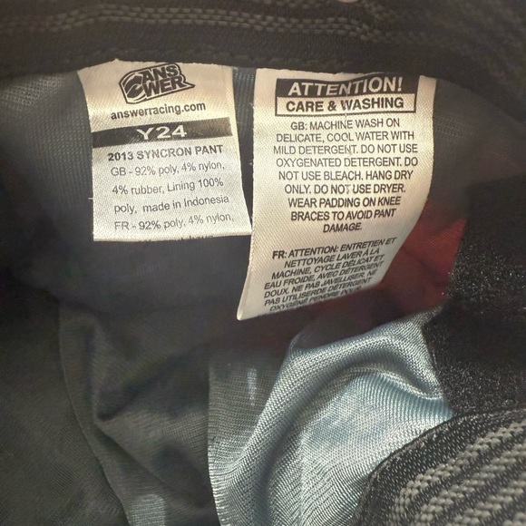 EXCELLENT Motorcycle ATV Pants Size 8-9   (Y24) Youth Boys Answer Blue Black - Picture 7 of 7